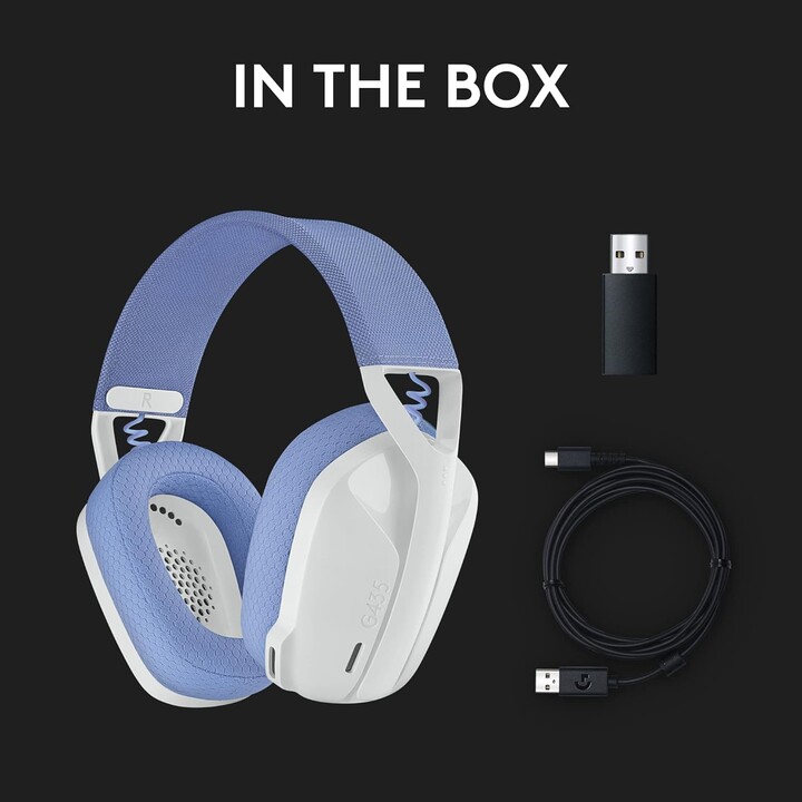 Cuffie da gioco con microfono Logitech G435/ Bluetooth/ Bianco grezzo e lilla