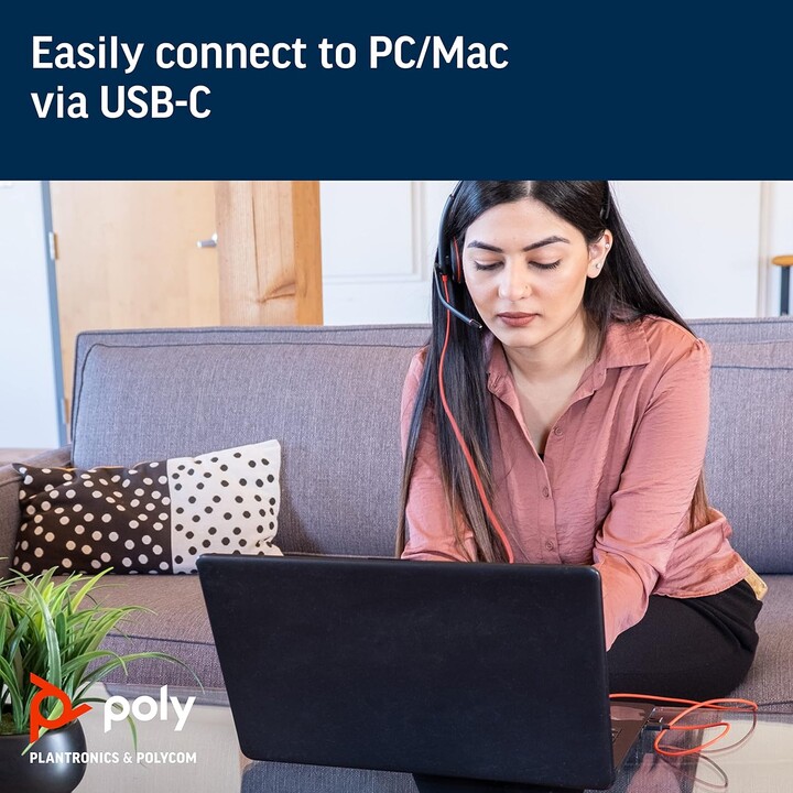 POLY Blackwire C3210 Cuffie con archetto cablato per ufficio/call center USB tipo C nere