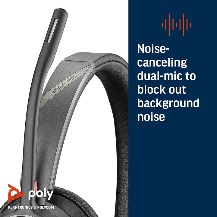 POLY Voyager 4310 UC Headphones Wireless Headband Office/Call Center USB Type A Bluetooth Charging Base Black