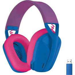 Fones de ouvido para jogos com microfone Logitech G435/ Bluetooth/ Azul e Framboesa