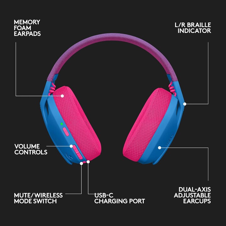 Cuffie da gioco con microfono Logitech G435/ Bluetooth/ Blu e Lampone