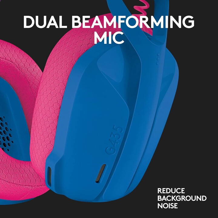 Gaming Headphones with Microphone Logitech G435/ Bluetooth/ Blue and Raspberry