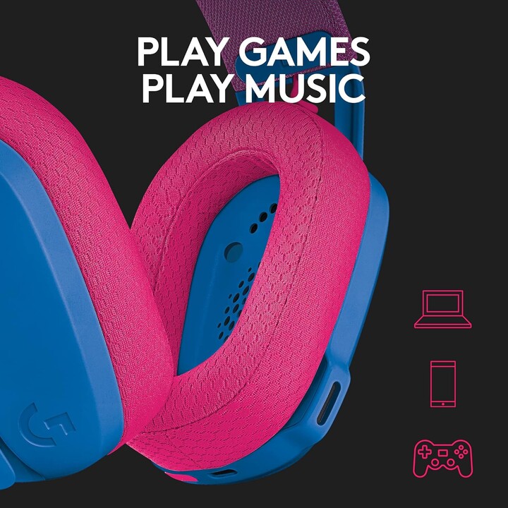Gaming Headphones with Microphone Logitech G435/ Bluetooth/ Blue and Raspberry