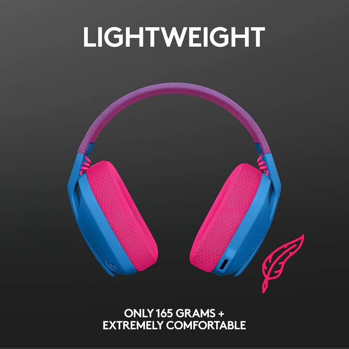 Gaming Headphones with Microphone Logitech G435/ Bluetooth/ Blue and Raspberry