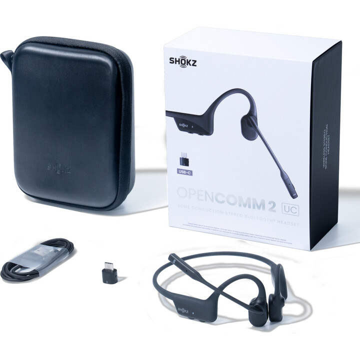 SHOKZ C110-AC-BK headset and helmet Headphones Wireless ear hook Office/Call center USB Type C Bluetooth Black