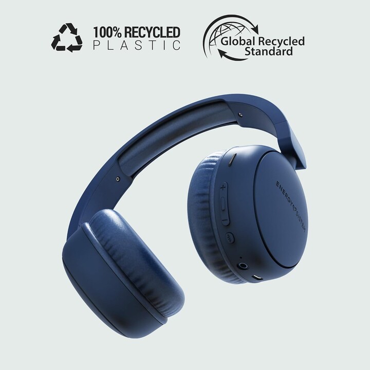 Headphone + mic energy headphones radio color radio fm bluetooth indigo