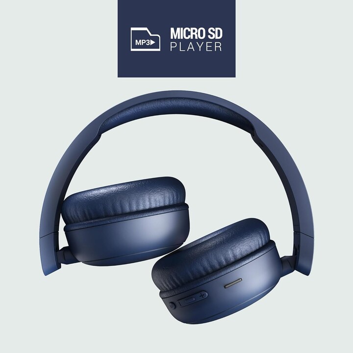 Headphone + mic energy headphones radio color radio fm bluetooth indigo