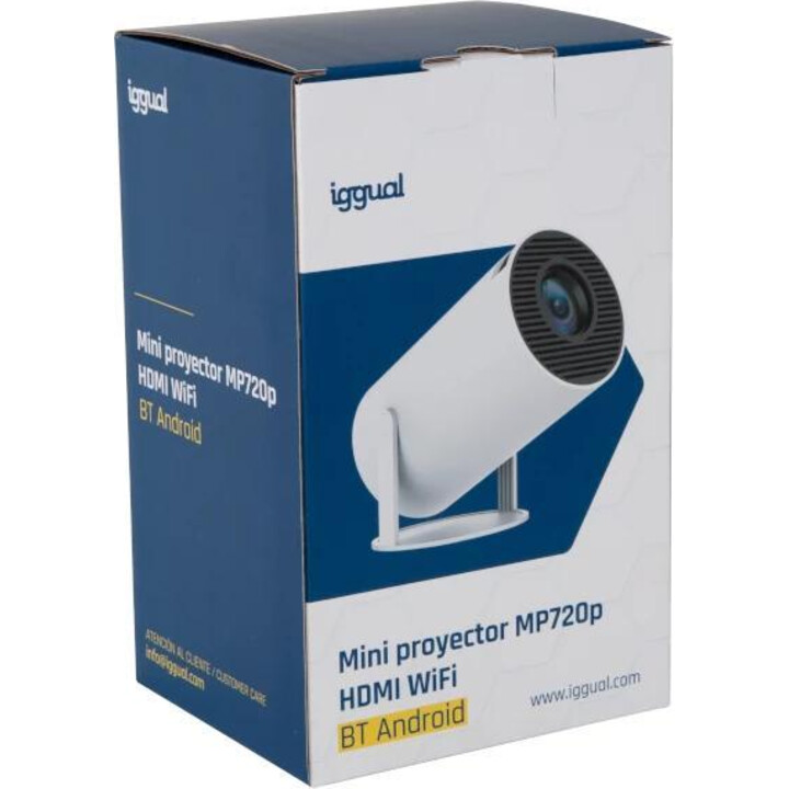 Iggual Mini-Projektor MP720p HDMI WiFi BT Android Weiß