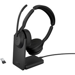 Jabra Evolve2 55 MS Stereo Headset On-Ear (Bluetooth, kabellos, USB-A, Ladestation)