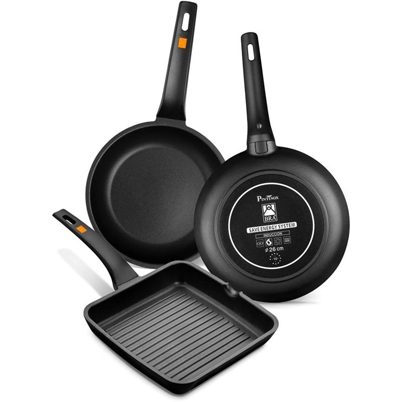 EFFICIENT BRA A271230 - Ø30CM - 6MM THICKNESS - CAST ALUMINUM - PLATINUM PLUS ANTI-ADHERENT TEFLON - ERGONOMIC HANDLE