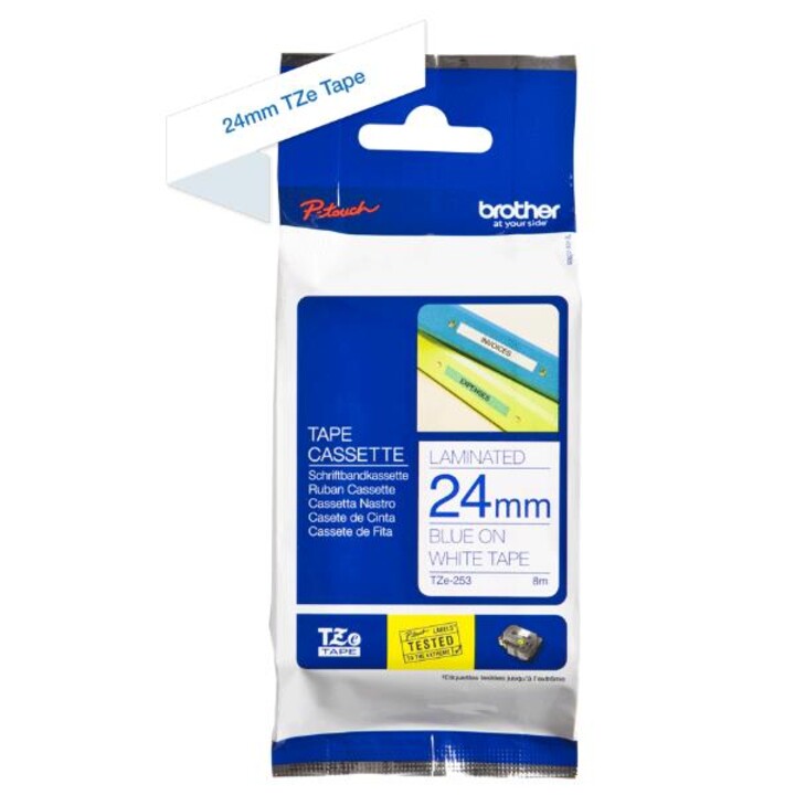 Brother TZE-253 labelling tape 24 mm blue on white