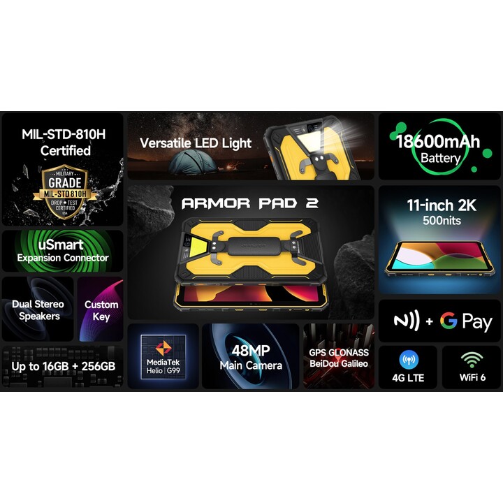Ulefone Armor Pad 2 11.0 8GB 256GB LTE Negro