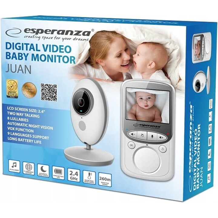 Esperanza EHM003 Monitor LCD para bebés 2.4" Blanco