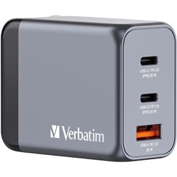 Cargador de Pared Universal Verbatim GNC-65/ 2xUSB Tipo-C/ 1xUSB/ 65W