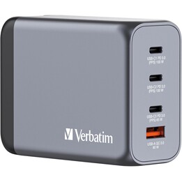 Carregador de parede universal Gan Verbatim GNC-200/ 3xUSB tipo C/ 1xUSB/ 200W