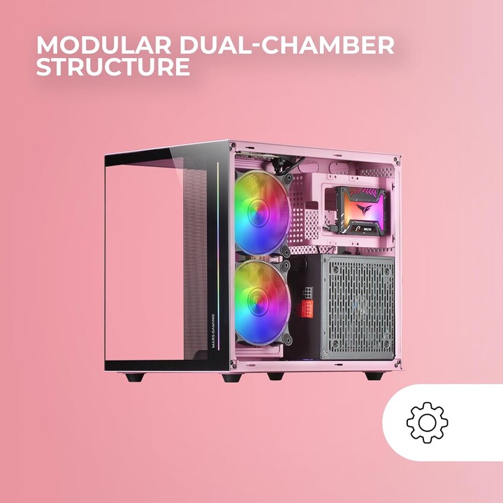 Mars Gaming MC-VIEW Minitower Gaming Box/ Pink