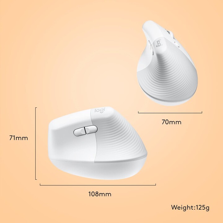 Logitech Lift for Mac Mouse ergonômico vertical sem fio branco