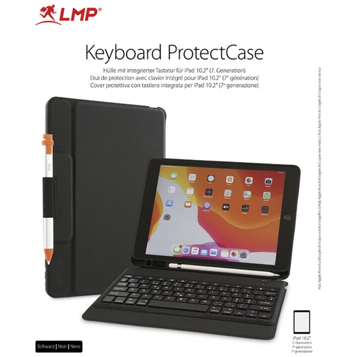 Keyboard ProtectCase for iPad 10.2" (2019/2020/2021), 7/8/9th Gen, stand, magn. front flap, sleep & wake, Pencil/Crayon/, Blueto