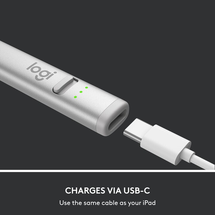 Logitech Crayon USB-C - lápiz de dibujo digital inalámbrico plateado para iPad