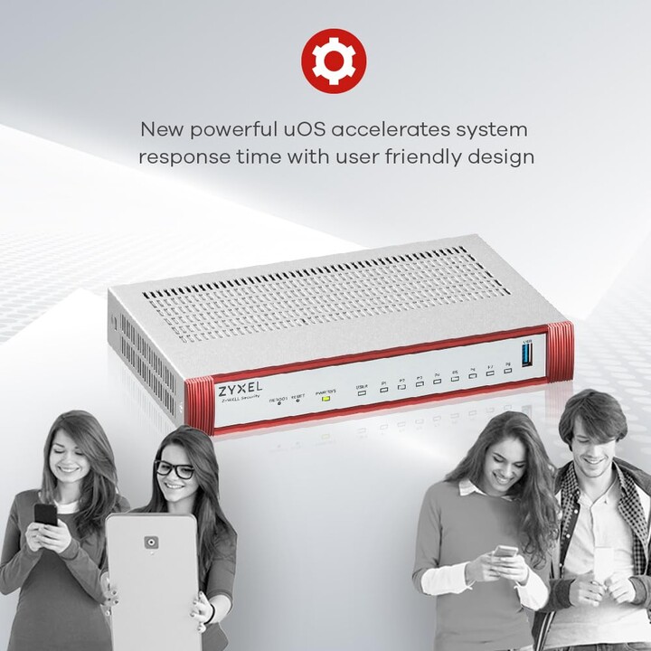 Firewall ZyXel USG FLEX100 série H, 7 portas Gigabit definidas pelo usuário, 1 * 1G PoE +, 1 * USB (apenas dispositivo)
