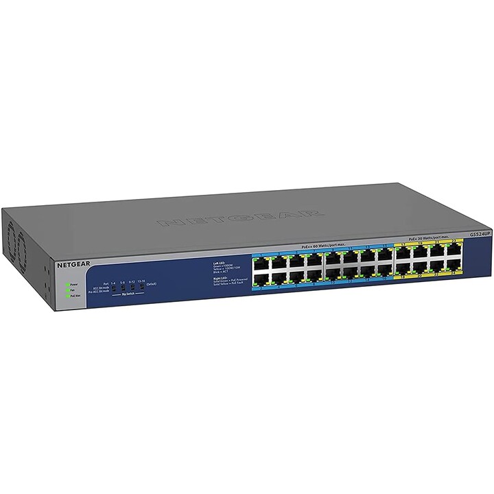 Netgear GS524UP-100EUS Switch no gestionable Gigabit de 24 puertos PoE++ 480W negro