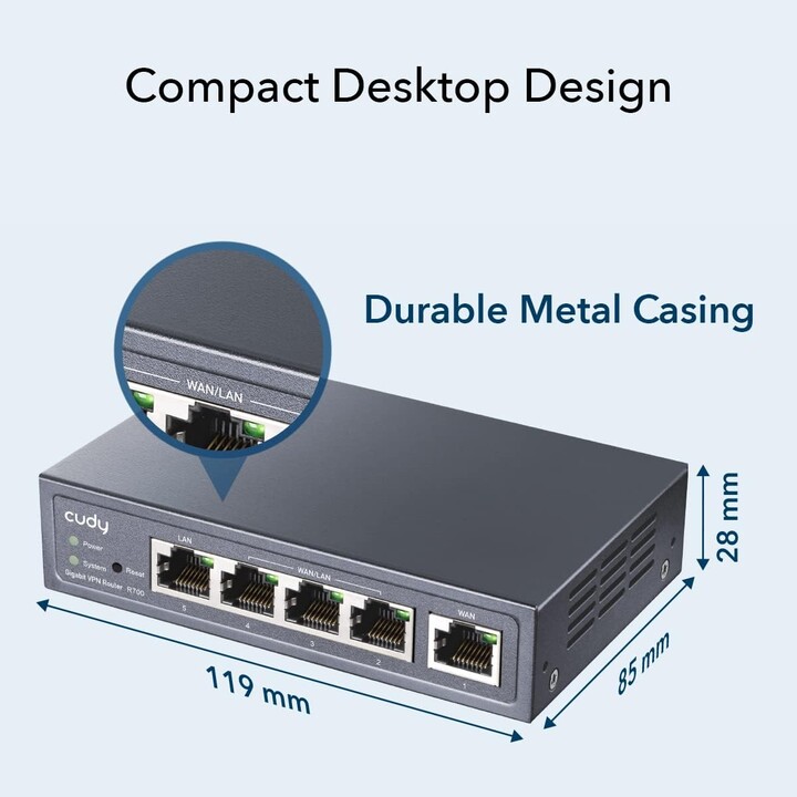 Router VPN Cudy Gigabit Multi-WAN Fast Ethernet, Gigabit Ethernet Grigio