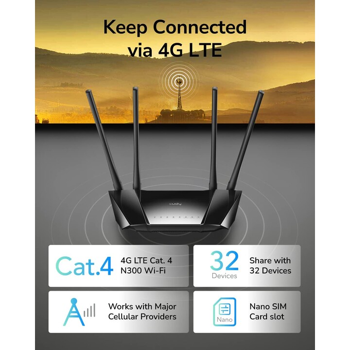 Router CUDY LT400_EU 300 Mbps Wireless N 4G LTE Cat.4 SIM
