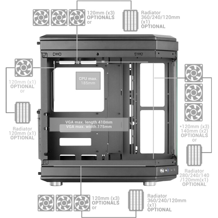 Mars Gaming MC-3T/Blaues Semi-Tower-Gaming-Gehäuse