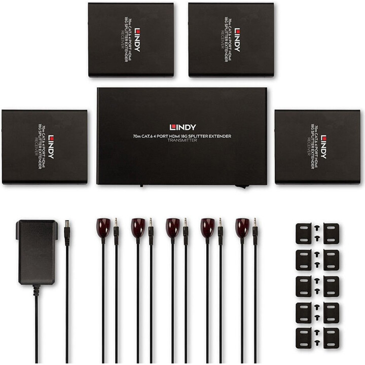 Lindy 70m Cat.6 4-Port 4K60 HDMI Splitter Extender