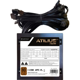 Fuente alimentacion 750w unyka atilus 2.0 80+ bronze 12cm atx