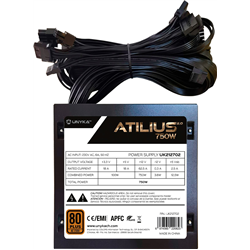 Fonte de alimentação 750w unyka atilus 2.0 80+ bronze 12cm atx