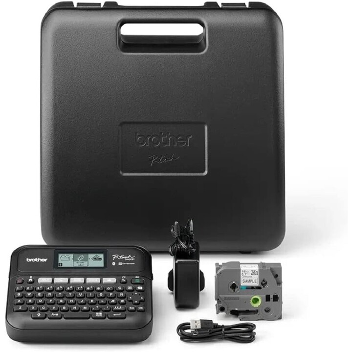 Brother PT-D460BTVP Bluetooth desktop label maker with case, connectable to PC and smartphone, TZe series tapes from 3.5 to 18 m