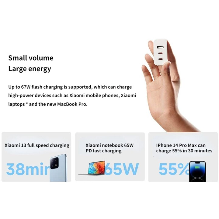 Xiaomi Caricabatterie 67W Gan 2C1A Bianco
