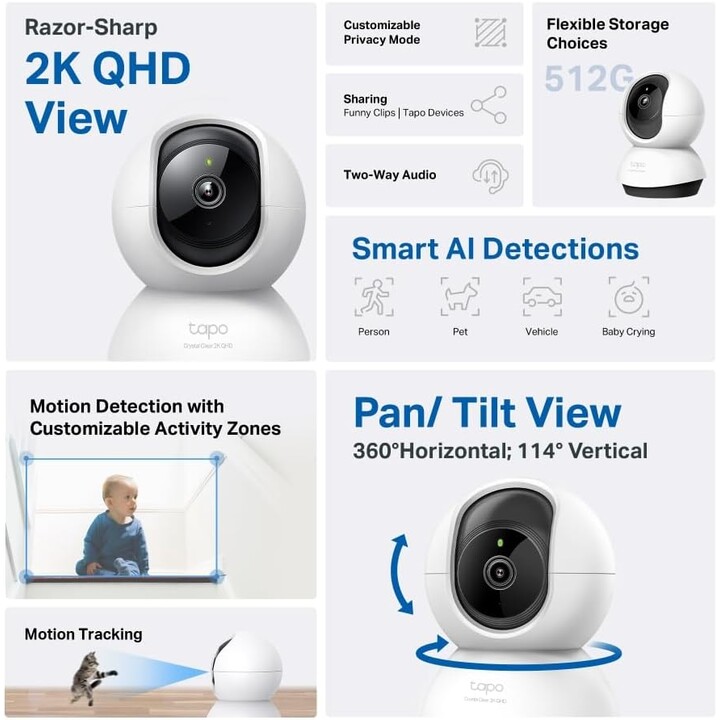 TP-LINK Caméra de Surveillance 360° Tapo C220