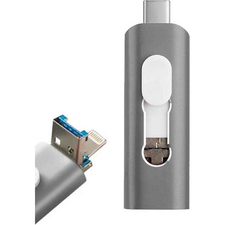 USB-C / Lightning / USB 64GB Cool Silver Memory