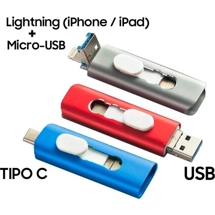 USB-C / Lightning / USB 64GB Cool Silver Memory